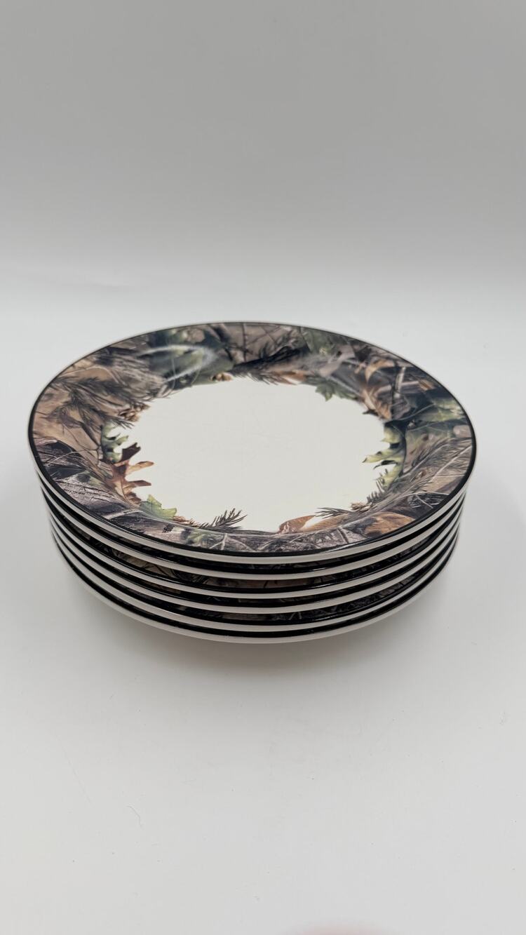 Bass Pro Shops Realtree APG Camo Salad Plates Set of 6 7.5” Ceramic Cabin